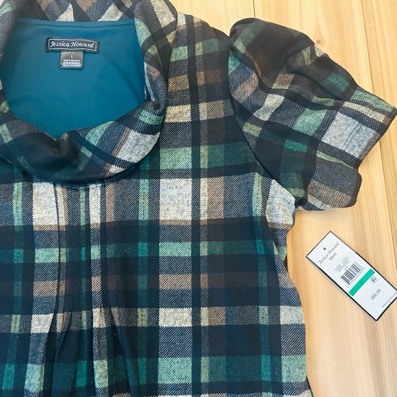 NWT Jessica Howard Flannel Cowl Neck Dress Plaid size Large - Picture 12 of 16